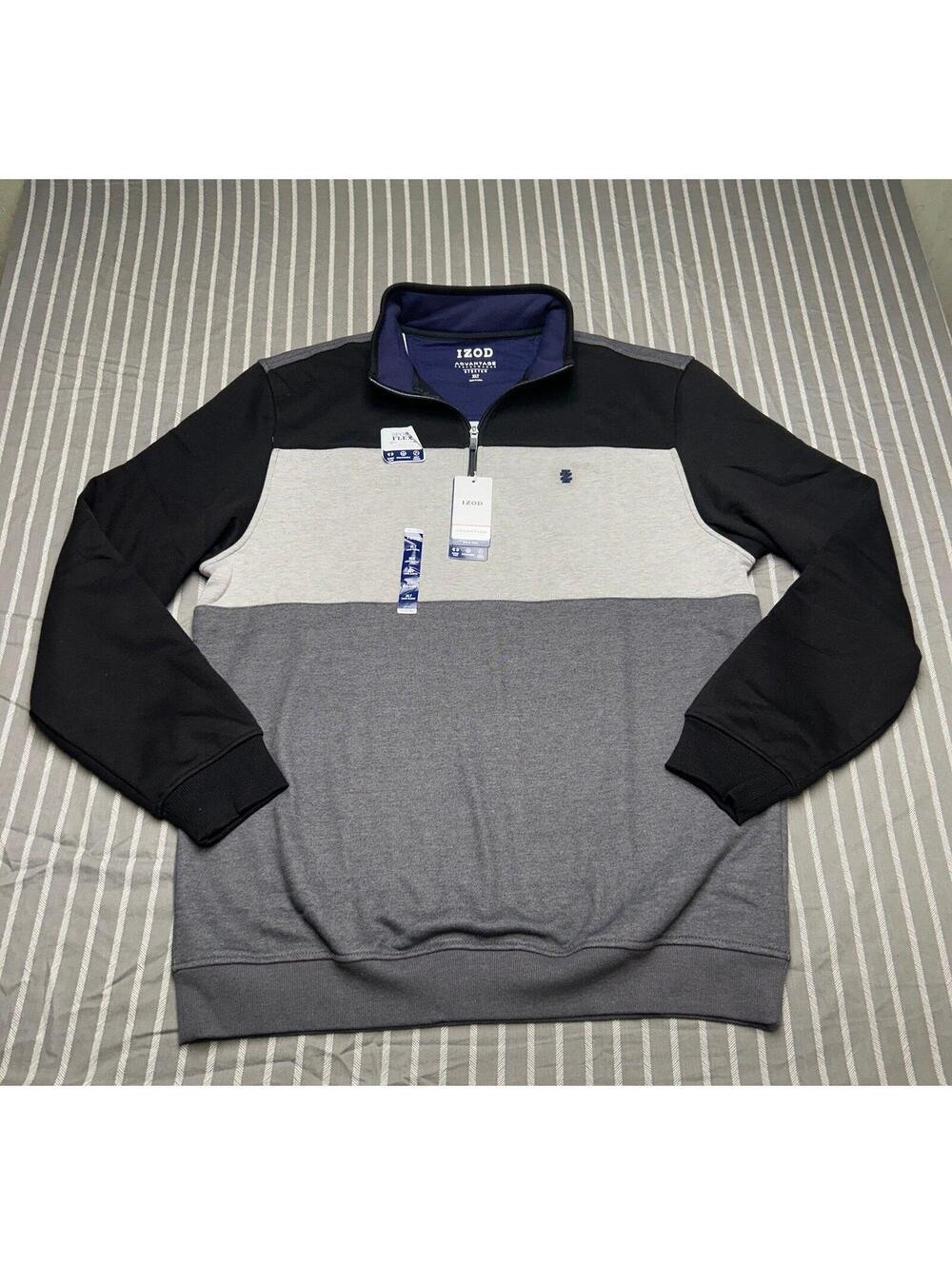 IZOD Mens Advantage Performance Fleece Quarter-Zip Pullover Sweatshirt XLT NWT